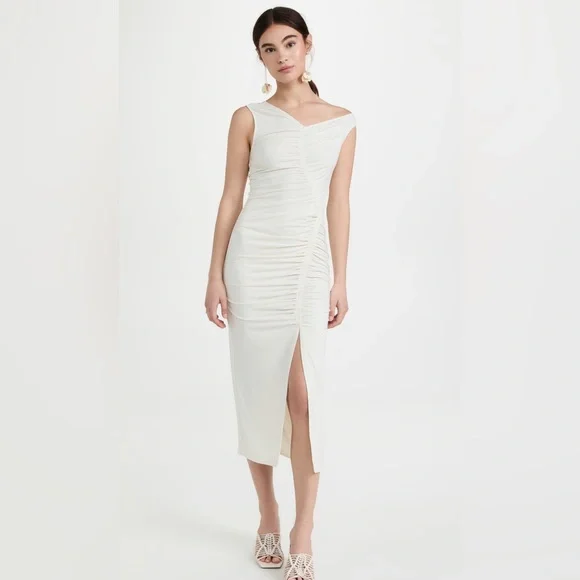 self portrait ivory dress Cream And Gold Chiffon Maxi Dress